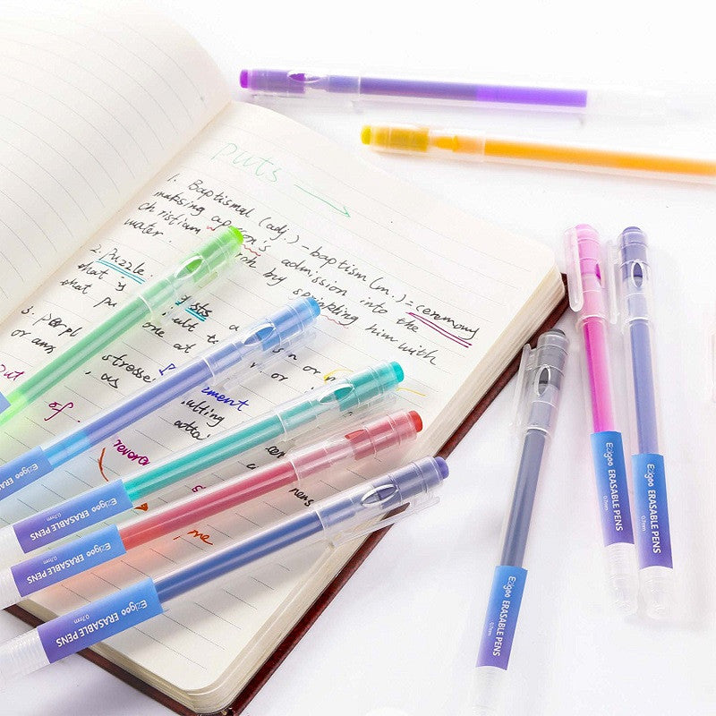 Notes written in a book by using assorted Ezigoo erasable pens - Stationery Island