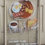 Wet wipe Earth tones W60 chalk pens used to draw a picture of a breakfast plate on a frame - Stationery Island 
