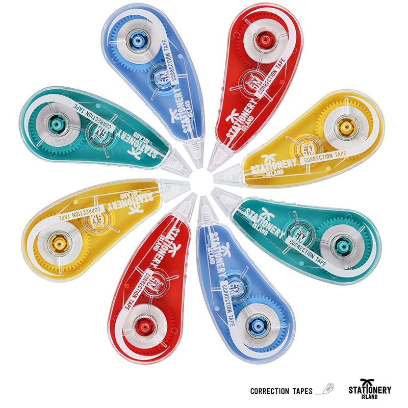 The 8 pack of 5m x 5mm correction tape roller mouse all together in a circle - Stationery Island 