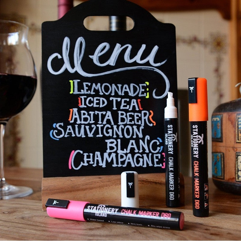 A drinks menu written on a blackboard using chalk pens - Stationery Island