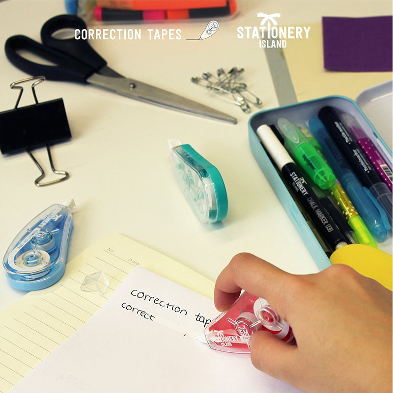 A 5m x 5mm correction tape roller mouse being used on paper - Stationery Island