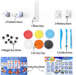 The TBC air dry future clay world includes 6 air dry clay, white glue, 2 pullback gears, 2 walking gears, 3 crafts knives, 8 wiggle eye sticks and instruction sheets - Stationery Island