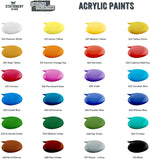 24 different colours of acrylic paint shown on a white background - Stationery Island