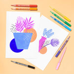 Acrylic paint pens used to create a flower drawing with paint pens placed on the side - Stationery Island