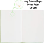 The Apple A5 dotted notebook, bullet journal has ivory coloured pages with 120gsm dotted paper  - Stationery Island