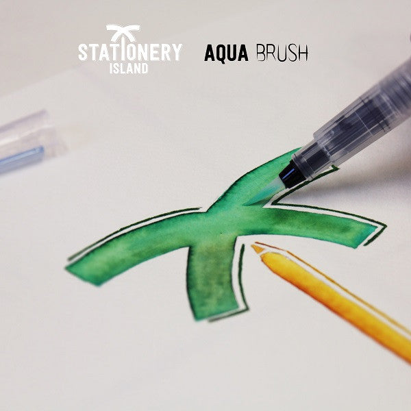 A palm tree being drawn using the aqua brush - Stationery Island