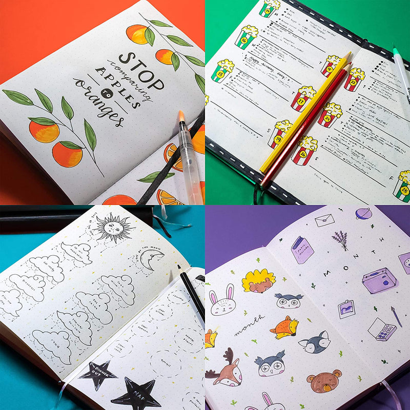 Drawings inside of the Berry A5 dotted notebook, bullet journal - Stationery Island