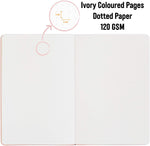 The Blossom A5 dotted notebook, bullet journal has ivory coloured pages with 120gsm dotted paper - Stationery Island