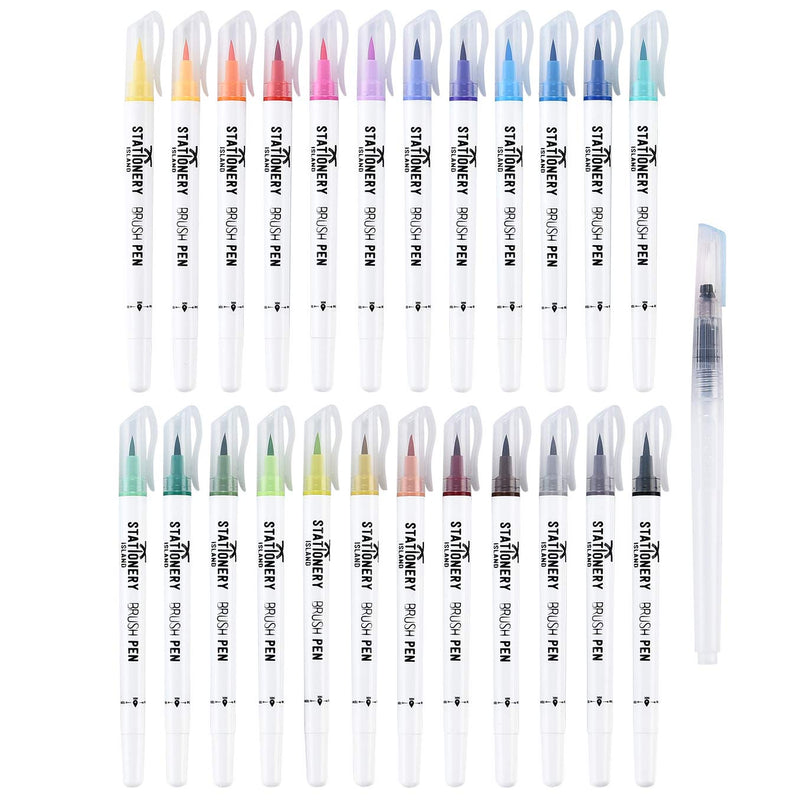24 essential colours brush pens with the aqua brush - Stationery Island