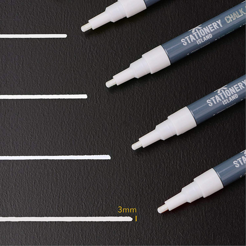 4 white wet wipe W60 chalk pens with a 6mm chisel nib - Stationery Island