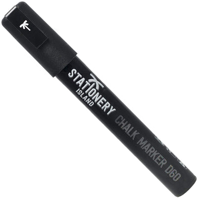 A black dry wipe D60 chalk pen with a 6mm chisel nib - Stationery Island 