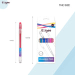 Measurements of the assorted erasable pens and their box packaging - Stationery Island