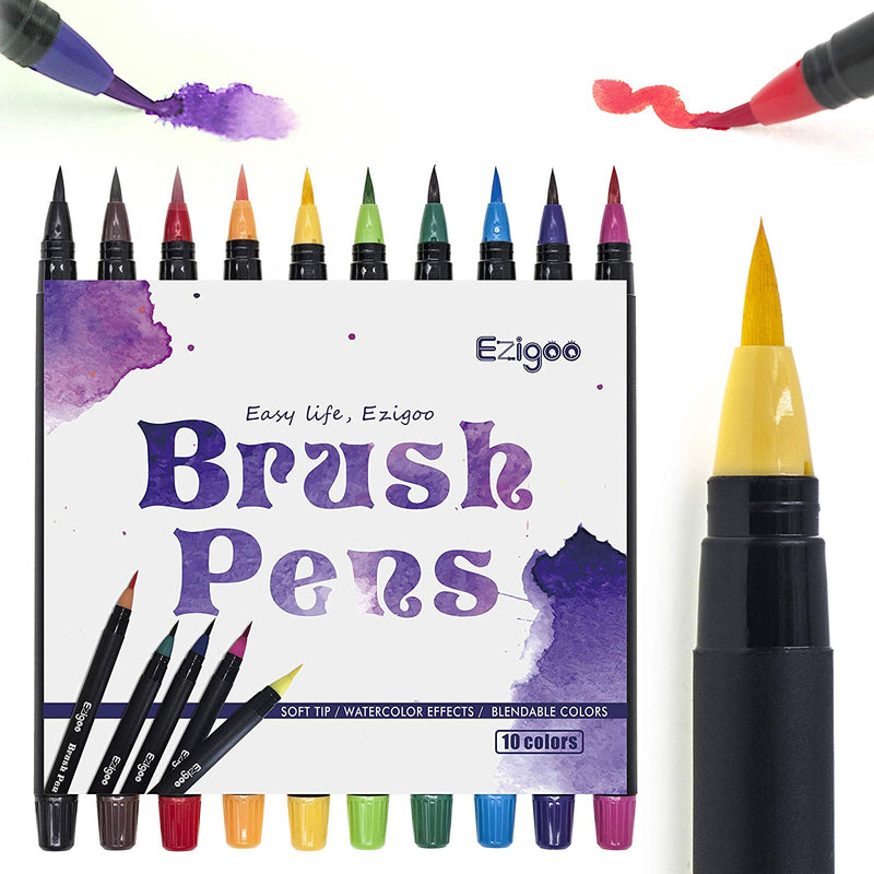 10 ezigoo brush pens inside their packaging - Stationery Island