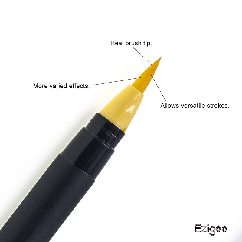 The tip of the ezigoo brush pen allows versatile strokes and more varied effects - Stationery Island