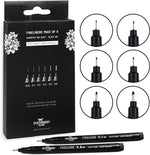 Black Fineliner Pens - Set of 6