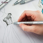 A set of 10 Ezigoo black fineliner pens with various nibs used to design a dress  - Stationery Island