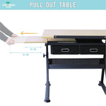 Pull out table on the side of the Foula drafting table - Stationery Island