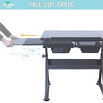 Pull out table on the side of the Foula-TP drafting table - Stationery Island