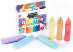 Set of 6 different colours included in the TBC washable sidewalk glitter chalks - Stationery Island