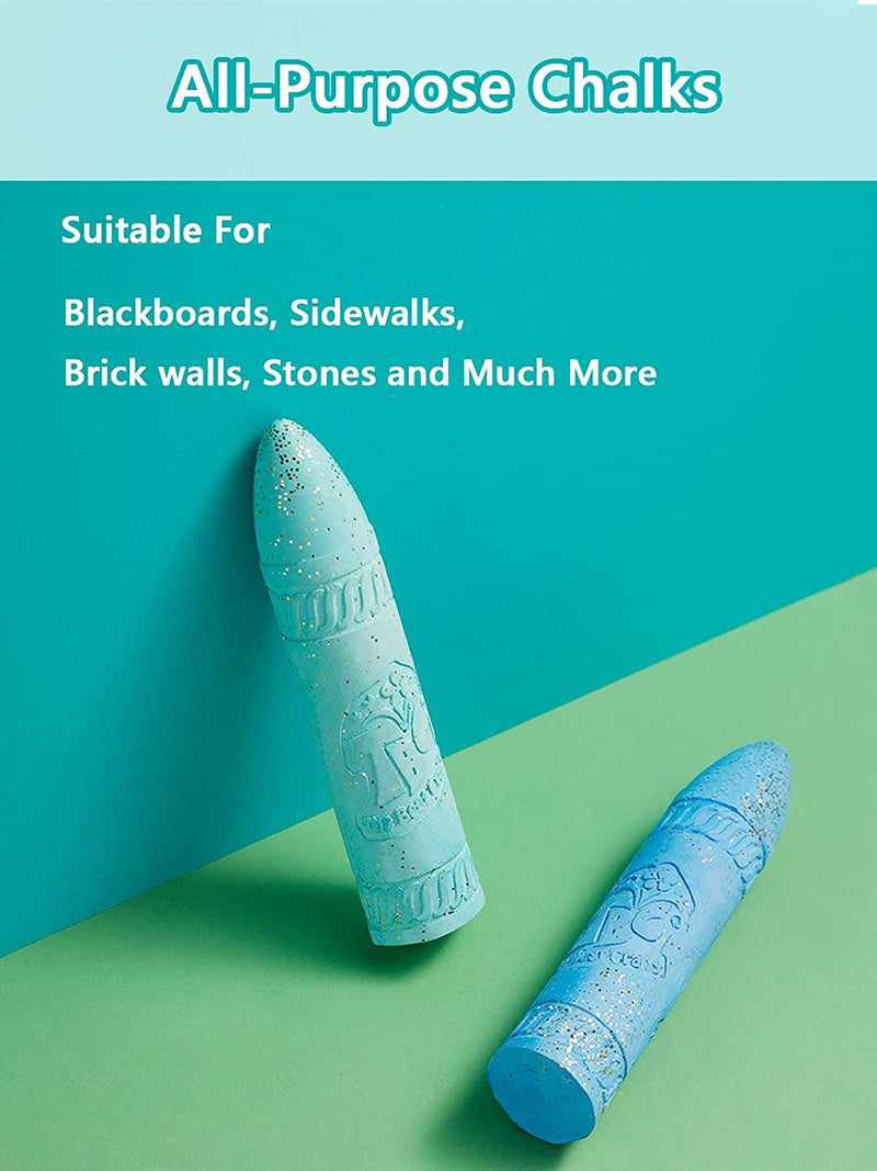 The TBC washable sidewalk glitter chalks are suitable for blackboards, sidewalks, brick walls, stones and more - Stationery Island