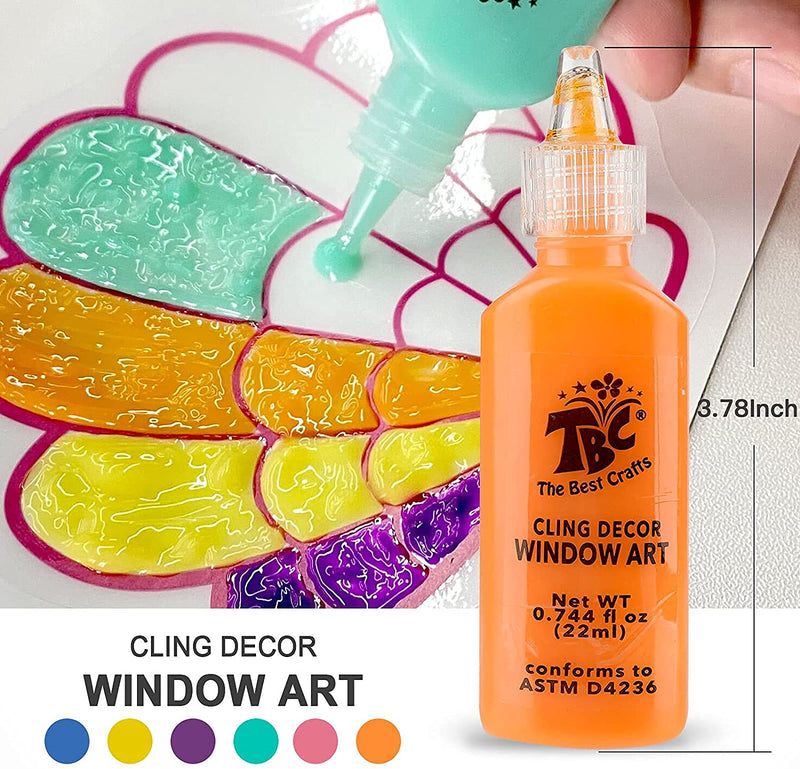 Measurements of the bottle that contains paint jelly from the set of 30 TBC kids creative stained glass window art - Stationery Island