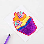A cupcake that has been painted using jelly paint and is ready to be peeled and stuck onto the window - Stationery Island