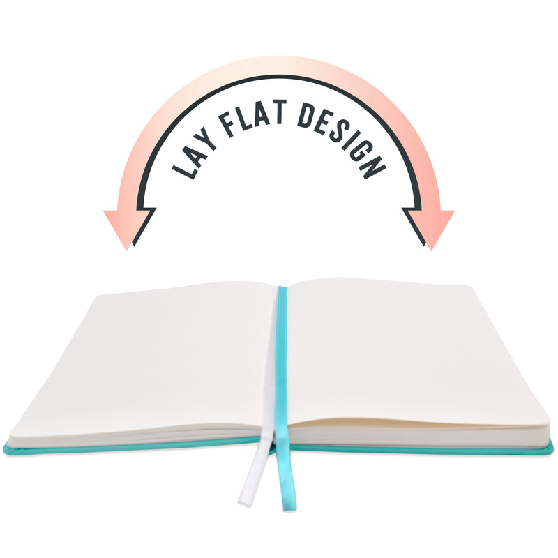The teal A5 squared notebook, grid journal has a lay flat design - Stationery Island