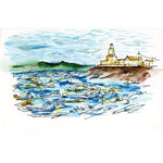 A scenic picture of the sky and sea beside a cliff drawn by using ZIG clean color real brush pens - Stationery Island 