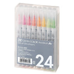 A set of 24 ZIG clean color real brush pens inside their box packaging - Stationery Island 