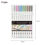 Measurements of the pack of 10 Ezigoo metallic colours markers - Stationery Island 