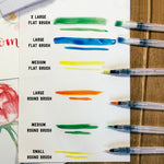 Brush sizes with size of brush strokes shown on paper - Stationery Island