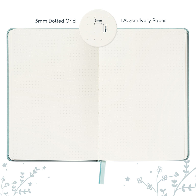 The Nicole Grace A5 dotted notebook, bullet journal has a 5mm dotted grid and 120gsm ivory paper - Stationery Island