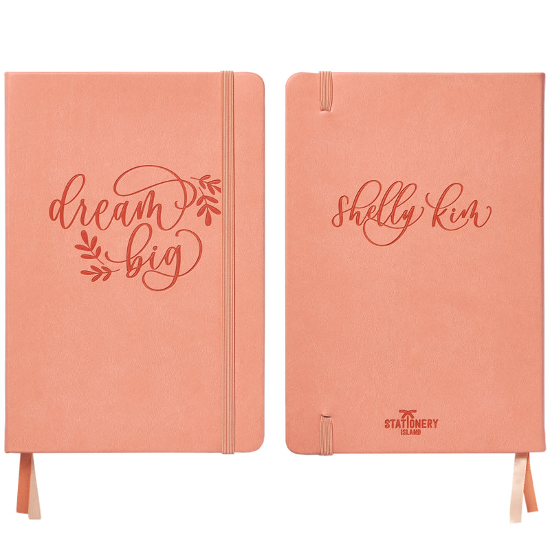 A Shelly Kim A5 dotted notebook, bullet journal shown from the front and back - Stationery Island