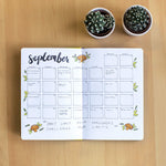 Events happening in September written inside the Sunflower A5 dotted notebook, bullet journal - Stationery Island