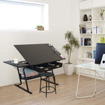 Tiree drafting table placed inside a home to show how much space the table is using up - Stationery Island