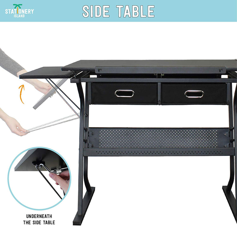 How to use the side table on the Tiree drafting table - Stationery Island