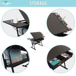 Different places for storage on the Tiree drafting table - Stationery Island
