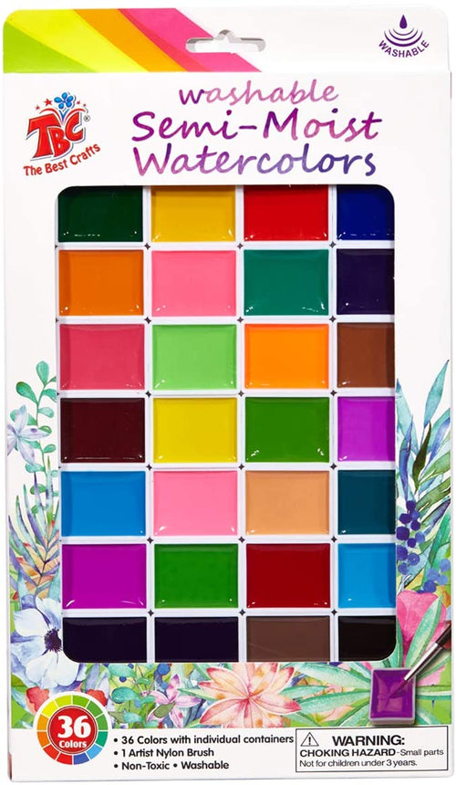 A set of 36 TBC watercolour washable paints in their box packaging - Stationery Island