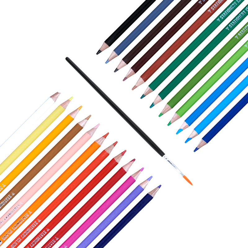 A set of 24 watercolour pencils with a brush - Stationery Island