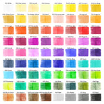 The colour shades with the colour names of the set of 72 watercolour pencils - Stationery Island