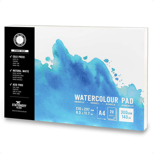 An A4 student grade watercolour paper pad with 300gsm paper and 20 pages - Stationery Island
