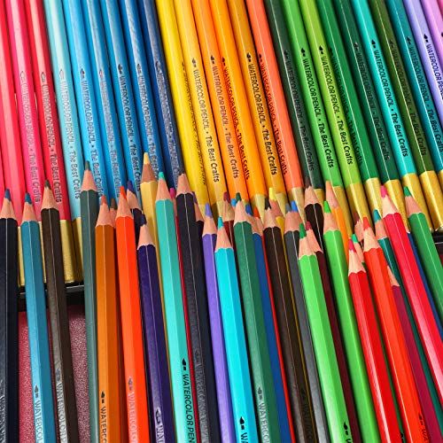 A bunch of different colours from the set of 120 TBC watercolour pencils with a brush, all placed together - Stationery Island
