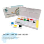 The Ezigoo watercolour paint set that has 12 colours and an aqua brush, is a high quality pocket size set and each colour lump can be taken out and replaced - Stationery Island