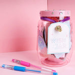 A TBC create your own wish jar filled with items, with 2 coloured pens on the side - Stationery Island