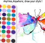 TBC watercolour cakes in 36 colours used to create a painting of a butterfly - Stationery Island