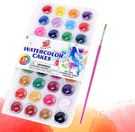 TBC watercolour cakes in 36 colours with a paint brush included - Stationery Island