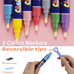 The TBC liquid chalk markers in 8 colours have reversible tips which can be done using the tweezers provided - Stationery Island  