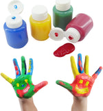 The TBC Tempera washable kids paint used to paint a face on a child's hands - Stationery Island