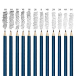 The graphite grading scale with graphite pencils underneath - Stationery Island
