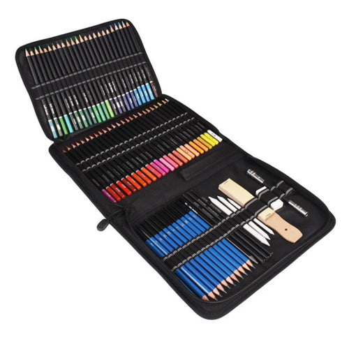 The inside of the set of 95 drawing art tool kit - Stationery Island